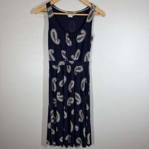 Boden Paisley Print Jersey Mini Dress Navy Floral Size 6